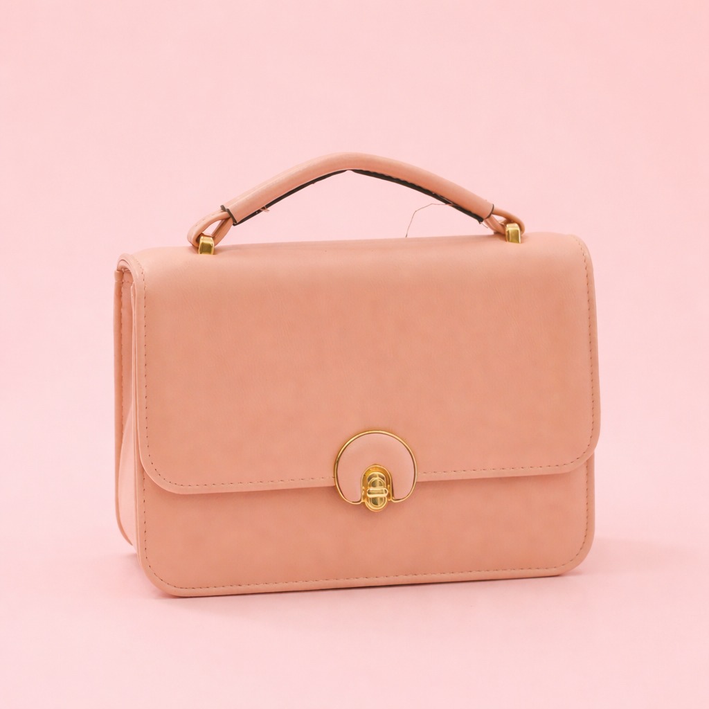 Graceful Peach Top-Handle Flap Bag